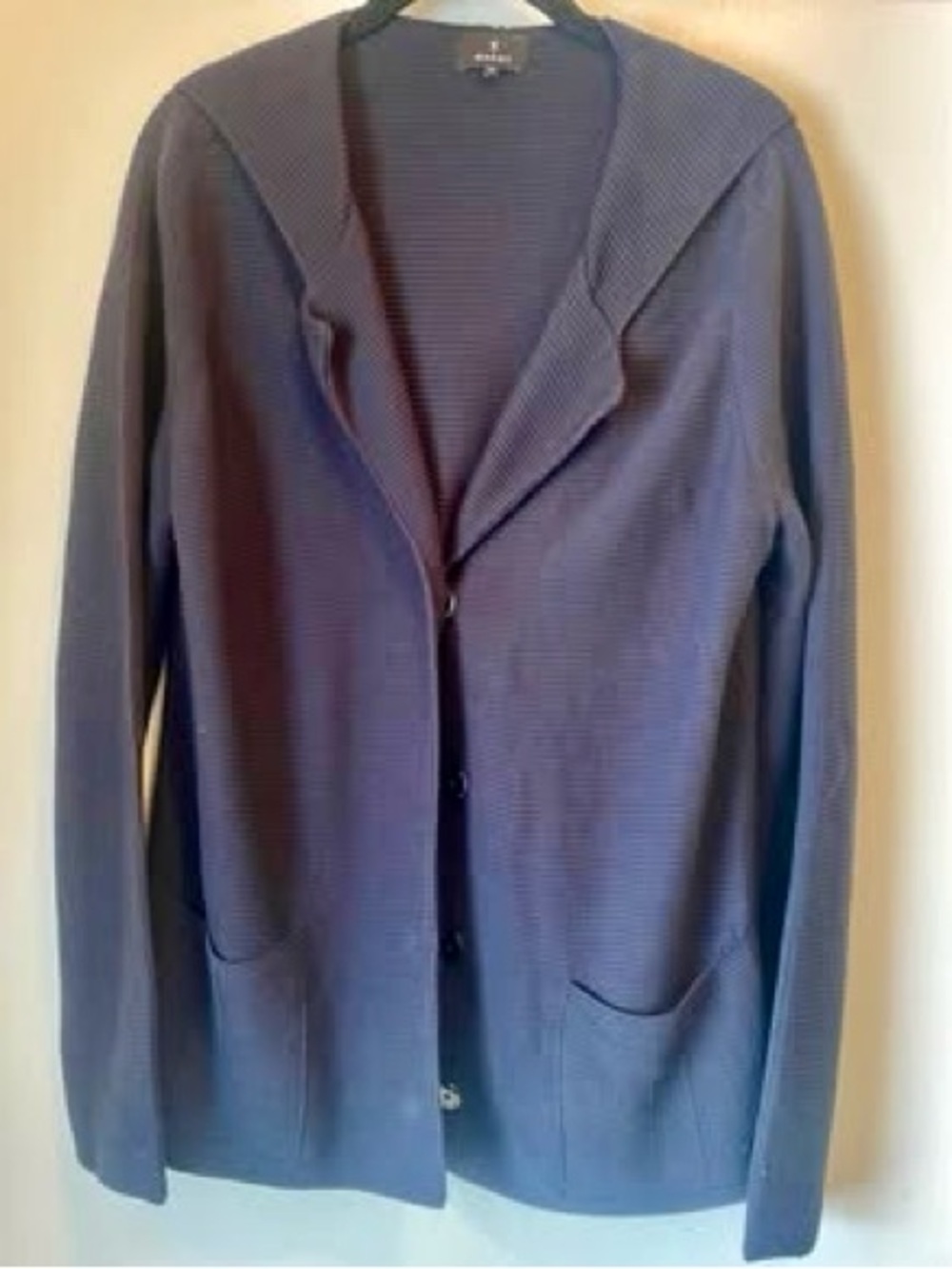 Monari Navy Hooded Cardigan, Size Medium